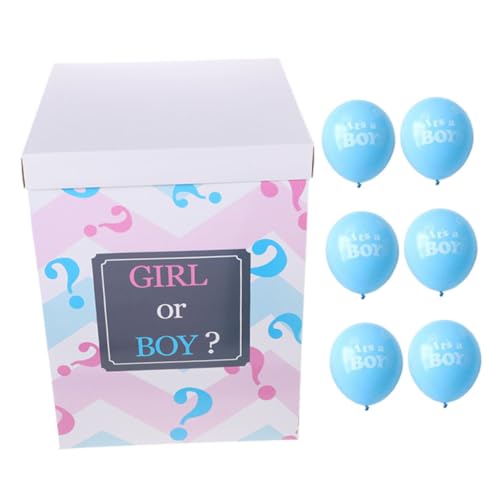 SHOWERORO 1 Satz Dekorationen für die Babyparty Partyzubehör Feiertags-Enthüllungsballon Ballon enthüllen Ballon zum Aufdecken des Geschlechts Banner für Jungen oder Mädchen Papier Sky-blue von SHOWERORO