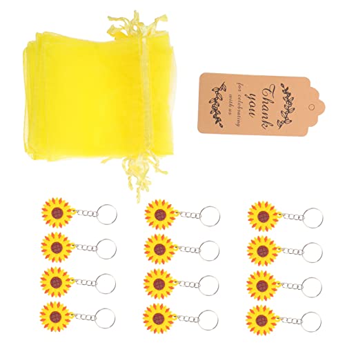 SHOWERORO 12 Sätze Sonnenblumen-Schlüsselanhänger Sonnenblumen-Taschenanhänger Geburtstagsfeier begünstigt bescherung weihnachten weinachts Sonnenblumen-Charme Papier von SHOWERORO