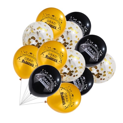 SHOWERORO 12St Abschluss Ballon Folienballon abgestufte Ballons schwarzgoldene Luftballons Festival living room decoration celebrations Szenenlayout-Requisite Party-Latexballons Emulsion von SHOWERORO