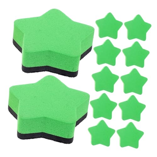 SHOWERORO 12St Pentagramm-Radiergummi trocken abwischbare Radiergummis löschbar whiteboard zubehör Magnetischer Tafelschwamm tragbarer Trockenlöscher Whiteboard-Radierer Eva Filztuch Green von SHOWERORO