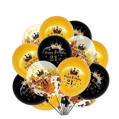 SHOWERORO 15 Stück Geburtstagsballons 21 Konfetti Ballons 21 Jahre Alte Geburtstagsdekoration Zahlenballon 21 Geburtstag Partyballon Partyballons Für Geburtstag Schwarze von SHOWERORO