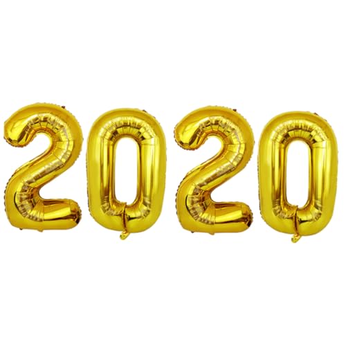 SHOWERORO 16. 2020 Festivalballons Zahlenballons 2020 Nummernballons Silvesterparty Abschlussballons 2020 Silvester Luftballons 2020 Neujahrsballons Kronenballons Partyballons Golden von SHOWERORO