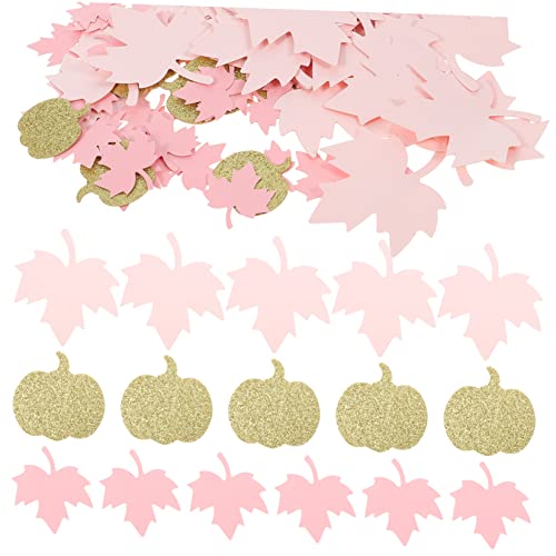 SHOWERORO 2 Packungen Ahorn-Kürbis-Konfetti Konfetti-Ornament für den Herbsttisch Herbstdeko pumpkin decor thanksgiving decoration Weihnachtskonfetti Kürbis Konfetti Papier von SHOWERORO