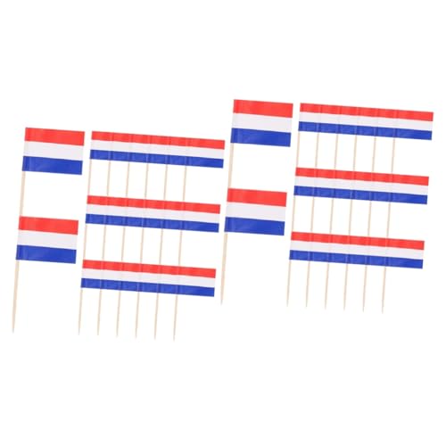 SHOWERORO 200 Stk Fahnenzahnstocher Lebensmittel-stick-flaggen Cupcake-topper Mit Flagge Dessert-topper Cocktail-flagge Auswählen Mini-flaggenstab Der Niederlande Party-obst-picks Hölzern von SHOWERORO