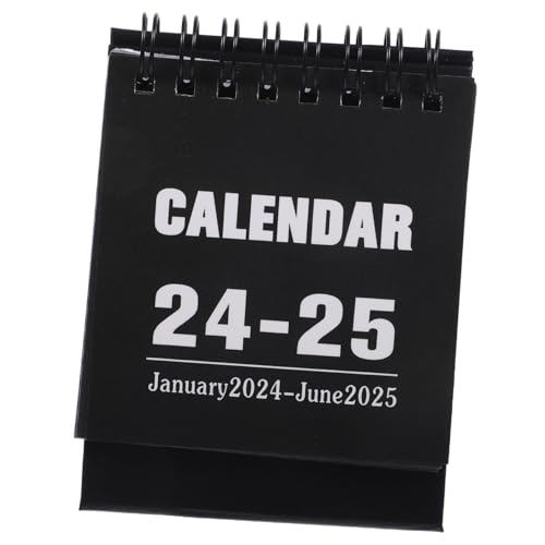 SHOWERORO 2024 Desktop-staffelei-kalender Schwarzer Flip-kalender Deskpad-kalender Schreibtischkalender Fürs Büro Neujahrskalender Kalender Kühlschrank 18 Monate Tischkalender Papier Black von SHOWERORO