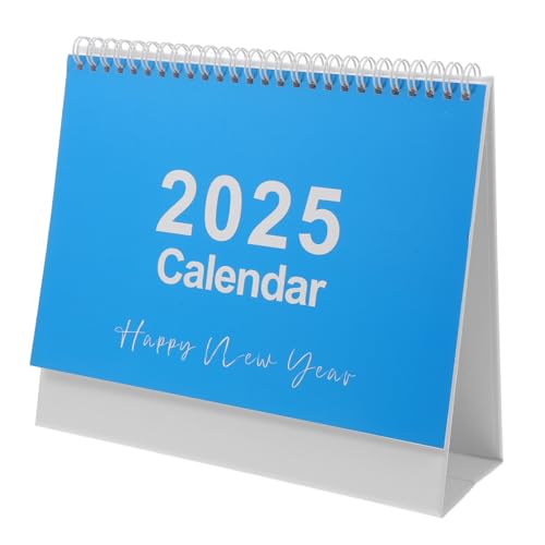 SHOWERORO 2025 Office-Desktop-Kalender Standkalender Monatlicher Memo-Kalender Mini-Kalender bürodekoration jahreskalender Chinesischer Schreibtischplaner Staffelei-Tischkalender Papier Blue von SHOWERORO