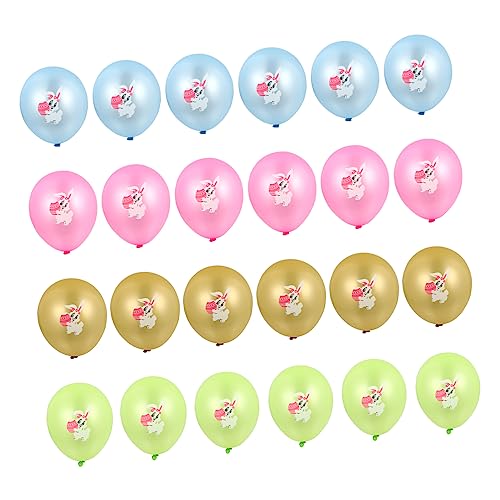 SHOWERORO 24 Stück Ostern Latexballons Cartoon Bedruckt Bunte Party Hintergrunddekoration Für Geburtstagsfeier Babyparty Hochzeit Regenbogen Design von SHOWERORO