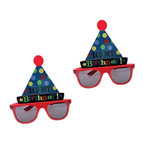 SHOWERORO 2St Geburtstagsbrille Partyhut Brille geburtstag dekoration gläser Kostümbrille Hauben leuchtbrillen kunststoffgläser schnapsgläser Cartoon-Party-Brille geburtstag brille Plastik von SHOWERORO