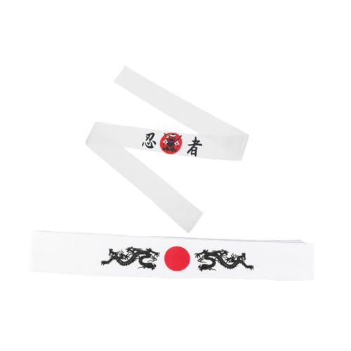 SHOWERORO 2St Japanisches Ninja-Kopftuch Hachimaki-Stirnband weiß japanisches Kostümzubehör japanisches Stirnband kapuzenhandtuch ninja stirnband breites Stirnband Karate-Zubehör Polyester von SHOWERORO