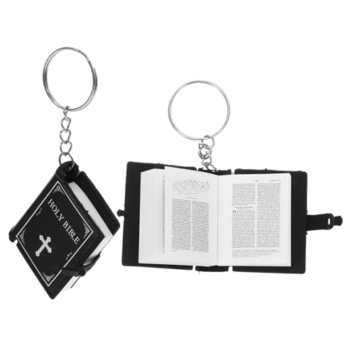 SHOWERORO 2St Schlüsselanhänger Bibelanhänger Taschenanhänger Religion christentum Bibel hängende Dekoration Bibel Ornamente Tasche hängende Verzierung Bibelbuch Anhänger Zinklegierung Black von SHOWERORO