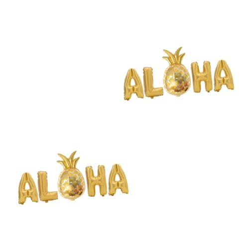 SHOWERORO 2st Aloha-ballons Hochzeitsballons Hawaiianische Partyballons Hawaiianische Dekorationen Party Folienballon Party-ballon-dekorationen Folienballons Aloha Folienballon Golden von SHOWERORO