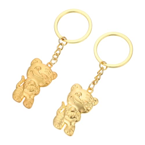 SHOWERORO 2st Tiger Schlüsselanhänger Schlüssel Hängende Verzierungen Auto-dekor Tierfigur Tierkreiszeichen Tierdekor Tierische Schlüsselanhänger Glückstiger Anhänger Charme Golden Metall von SHOWERORO