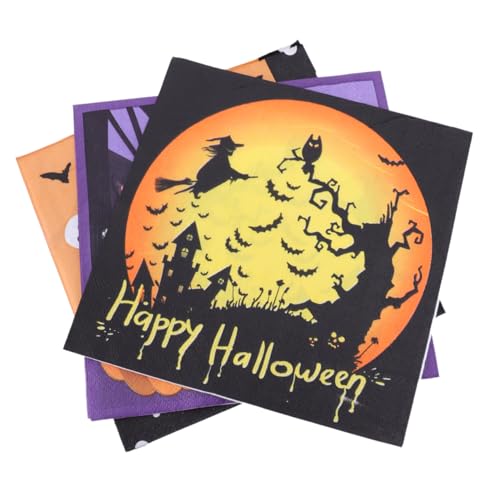 SHOWERORO 3 Halloween Party Dekorationen Seidenpapier Kürbis Dekor Kürbis Servietten Halloween Dekor Party Papierservietten Lustige Servietten Halloween Papierservietten von SHOWERORO