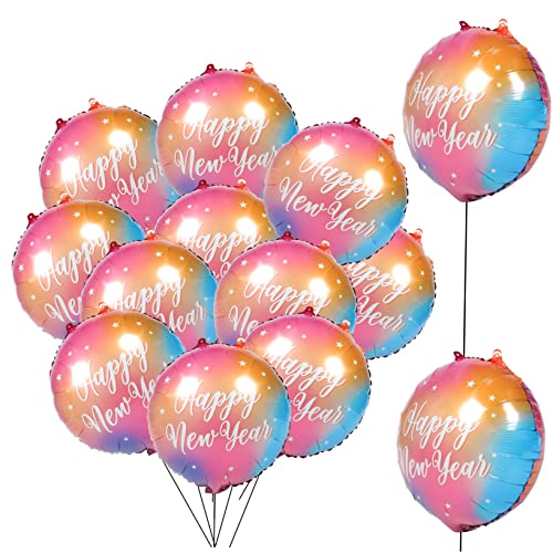 SHOWERORO 30st Feiertagsdekorationen Bedruckter Neujahrsballon Ballons in Runder Form Aufblasbare Ballons Ballon Für Die Party Frohes Neues Jahr Dekorationen Jumbo-ballon Rosa Aluminiumfolie von SHOWERORO