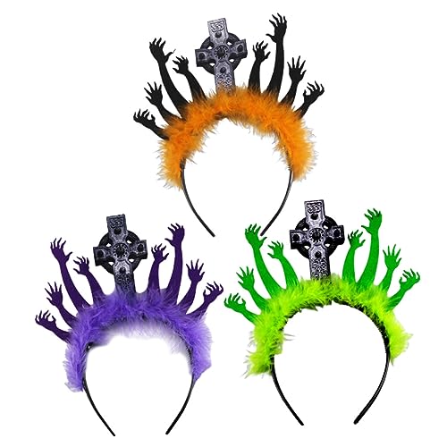 SHOWERORO 3St Haarschmuck halloween haarreif halloween headband Cosplay-Stirnband für Halloween Halloween-Schädel-Stirnband Kostüm Haarband Halloween-Kopfschmuck Halloween-Requisite Plastik von SHOWERORO