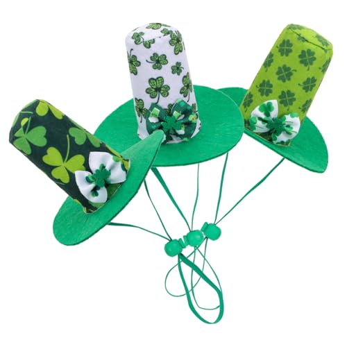 SHOWERORO 3st Mimi-hut Kappe Puppenmütze Zum Ankleiden Plüschpuppe Mini-zylinder Dekorative Puppenhüte St. Patrick's Day Tischdekoration Puppendekorationen Kleeblatthut Polyester Green von SHOWERORO