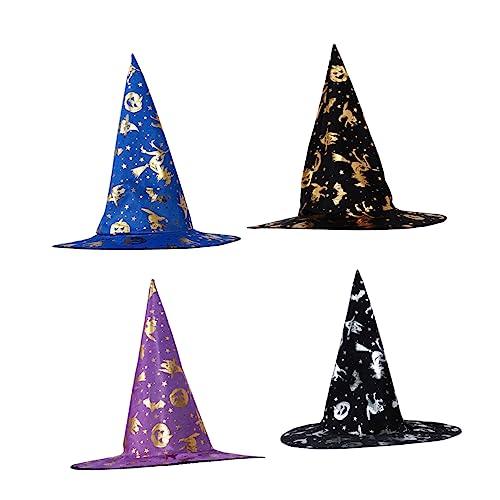 SHOWERORO 4 Stück Halloween-hexenhut Halloweenkostüm Hauben Für Kinder Hexenhut Für Kinder Halloween-kostümzubehör Mini-hut Halloween Hängender Hexenhut Hexenhüte Für Frauen Dekor Stoff von SHOWERORO