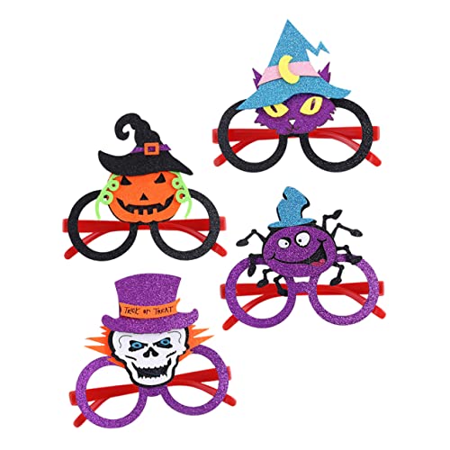 SHOWERORO 4 Stück Spinne Kürbis Gläser Partybrille Skelettförmige Brille halloween brillen halloween Cat glasses schnapsgläser Halloween-Kürbisbrille Halloween-Katzenbrille Plastik von SHOWERORO