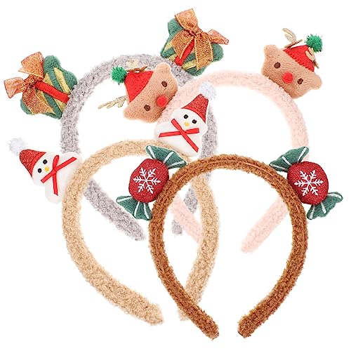 SHOWERORO 4 Stück Weihnachts Stirnband Ornamente Elfen Partyhüte Fröhliches Weihnachts Stirnband Haarschmuck Für Den Abschlussball Damen Haarschmuck Haarband Für Den Abschlussball von SHOWERORO