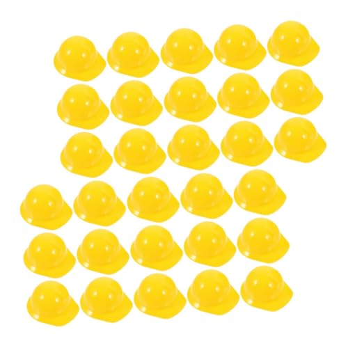 SHOWERORO 40St Mini-Bauhut kreativer Minihelm kleiner Puppenhut Puppen-Schutzhelm Mini-Schutzhelm Mini-Hut safety cap relief cap Schutzhelme für Miniaturpuppen Mini-Puppenhelm Plastik Yellow von SHOWERORO