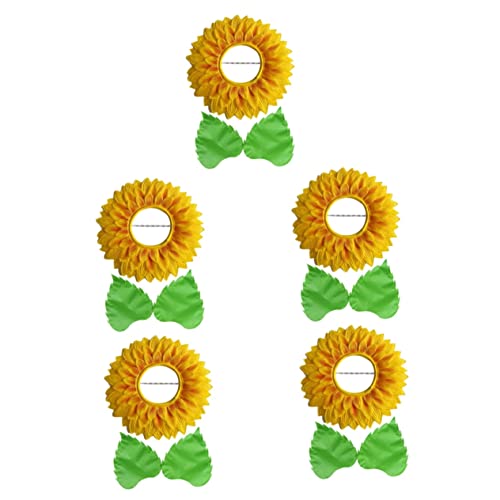 SHOWERORO 5 Sätze Kopfschmuck Aus Sonnenblumen Blumenkostüm Stirnband Sonnenblumen Kostüm Kopfbedeckung Neuartige Kopfhaube Lustiger Sonnenblumen-Kopfschmuck Cosplay-Sonnenblume Seidentuch von SHOWERORO