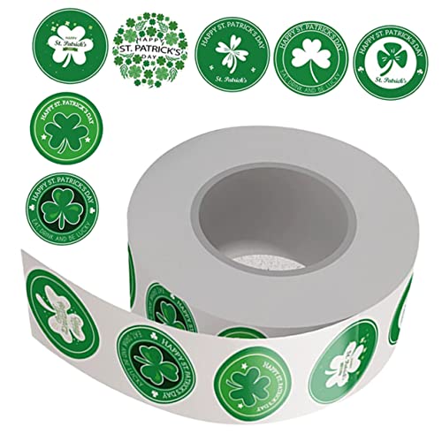 SHOWERORO 500 Stück Aufkleber Punkt Verpackung Patricks Weiße Klebeetiketten Kleeblatt Wandtattoo Partybedarf St. Patrick' Day Fensterfolie St. Patrick's Day Partybevorzugung Green von SHOWERORO