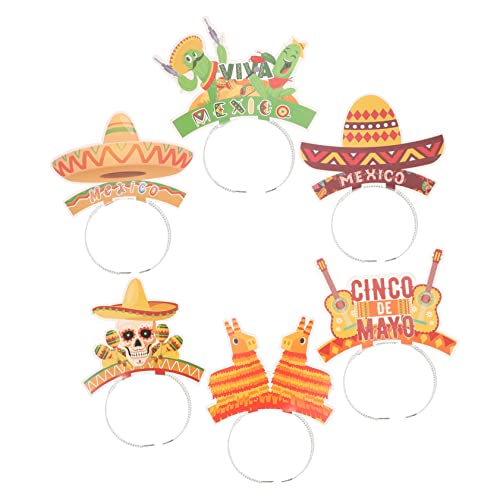 SHOWERORO 6 Stück Mexikanisches Stirnband Make Up Stirnband Partyzubehör Cinco De Mayo Partydekoration Cosplay Outfits Mexikanische Party Stirnbänder Karnevals Kopfschmuck von SHOWERORO