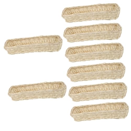 SHOWERORO 8 Stk Ablagefach für Kleinigkeiten Gartenrattan Bestecktablett Desktop-Korb Papier Besteckkorb ablagekörbe kühlkorb einkaufskorb esstisch Küchenorganisator Schreibtischablage Weiß von SHOWERORO