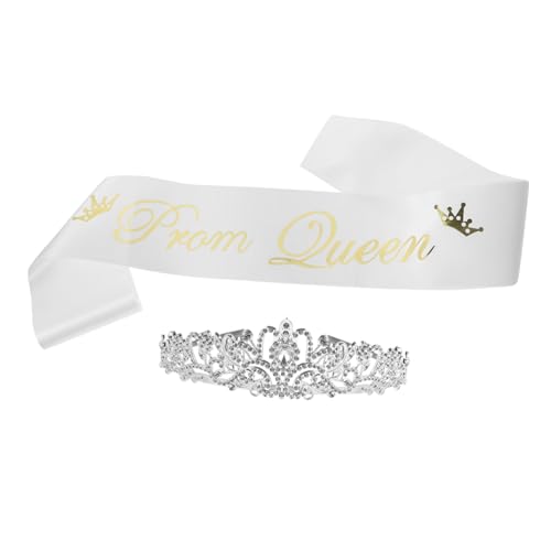 SHOWERORO Abschlussdekorationsset Tiara Hochzeitshaarschmuck Für Frauen Prinzessin Dekorationen Doktorhut Geburtstagskronen Für Das Klassenzimmer Kopfbedeckung Abschlusskrone Weiß Schulter von SHOWERORO