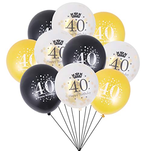 SHOWERORO Konfetti Ballons Set Dekorative Luftballons Für Partys Geburtstagsfeiern Und Jubiläen 40 Geburtstag 10 Zahlenballons + 5 Konfetti Ballons von SHOWERORO