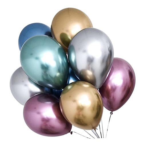 SHOWERORO Latex Metallic Ballons Dicke Deko Ballons Für Geburtstag Hochzeit Und Partys Gemischte Farben Hochwertige Luftballons Zur Feiergestaltung von SHOWERORO