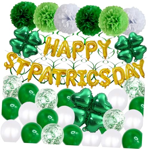 SHOWERORO Latexballons konfettiballone st patricks day decorations luftbalons Grass green balloons wasserballon Partyballons Ballon-Party-Dekoration Luftballons aus Aluminiumfolie Golden von SHOWERORO