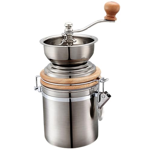 SHOWERORO Pfeffer Gewürzmühlen Kleine Kaffeemaschinen Manueller Kaffee Bohnenmahlmaschine Tragbarer Kaffee Manuelle Kaffeebohne Kaffeemühle Mit Handkurbel Handkaffee Hölzern Silver von SHOWERORO