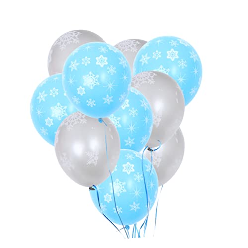 SHOWERORO Weihnachts Latexballons Set Mit Buntem Schneeflocken Design 5 Silberne Und 5 Blaue Weihnachtsballons Für Festliche Dekorationen Und Partys von SHOWERORO