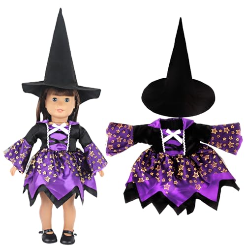 SHOWHEEL Puppenkleidung,Halloween-PuppenKostüm,Gemtte Kleidung Bekleidung Outfits für Baby Halloween,Hexe Kostüm Set,Puppen Kürbis kostüm,Kleidung Outfits für Baby Puppen für Halloween Karneval von SHOWHEEL