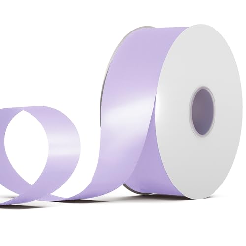 Showin Doppelseitiges Polyester-Satinband, 3,8 cm x durchgehend, 45,7 m, Hellviolett, Verwendung für Schleifen, Blumensträuße, Geschenkverpackungen, Hochzeiten, Blumenarrangements und andere Projekte von SHOWIN