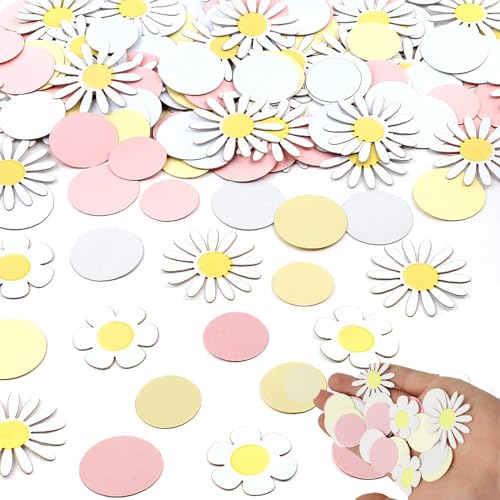 100 Stück Gänseblümchen Deko,Tischdeko Frühling Daisy,Gänseblümchen Geburtstag Konfetti,Mädchen Blumen Party,Baby Dekoration Confetti,für Decorate Party Diy Balloons Greeting Cards Cakes Gift Boxes von SHPUJUN