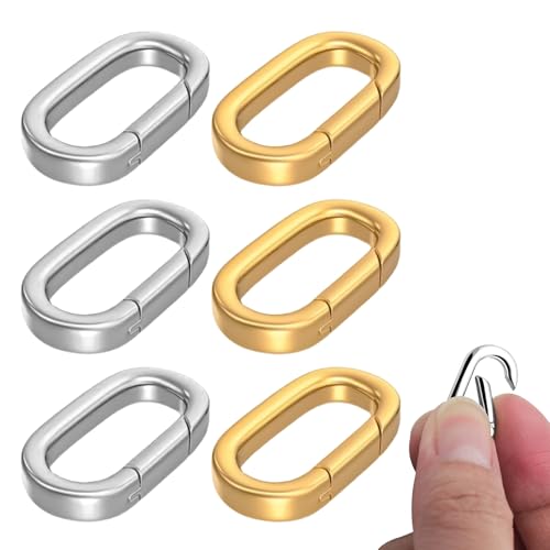 6 Stück Kettenverschluss Gold,Oval Anhänger Schmuck Karabiner Gold,Halsketten Verschlüsse Bracelet,Armband Halskette Verschluss,Ketten Layering Verschluss,Charm Armband Gold,Kettenverlängerung Gold von SHPUJUN