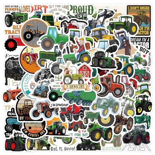 60 Stück Traktor Sticker Fahrzeuge,DIY Wasserfeste Bagger Sticker Baustelle,Traktor Aufkleber Kinder für Koffer Auto Skateboard Laptop Scrapbook von SHPUJUN