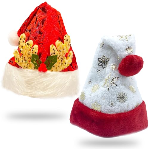 SHRADS 2 Pcs nikolausmütze, Rote nikolausmütze, Dicker Nikolaus Mütze, Plüsche Weihnachtsmann Mütze, Weihnachtsmütze, verdicken, Unisex Stil, perfekt für Weihnachtsfeiern von SHRADS