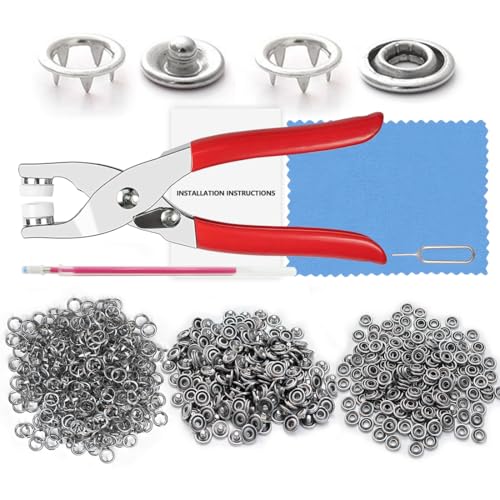 SHSMPXOY 200 Sets Druckknöpfe für Kleidung, Metall-Druckknöpfe,Druckknopf Set mit Zange,Knopf-Fix-Set, kein Nähen,9,5 mm,rostfrei,Handgemaakt,Kleding Repareren,DIY-Druckknopf-Druckknopf-Werkzeug von SHSMPXOY