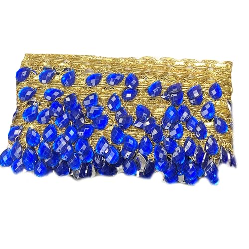 10 Yard×3.5cm Hängende Perlen Fringe Spitze Strass Geflochtene Bänder Pailletten Quaste Trim Strassperlen Fransenbesatz Fransenborte zum Nähen Acryl Perle Quastenbesatz Tanzfransen DIY Kleidung von SHTGOI