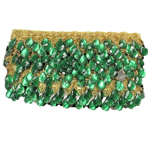 2 Yards×3.5cm Hängende Perlen Fringe Spitze Strass Geflochtene Bänder Pailletten Quaste Trim Strassperlen Fransenbesatz Fransenborte zum Nähen Acryl Perle Quastenbesatz Tanzfransen DIY Kleidung von SHTGOI