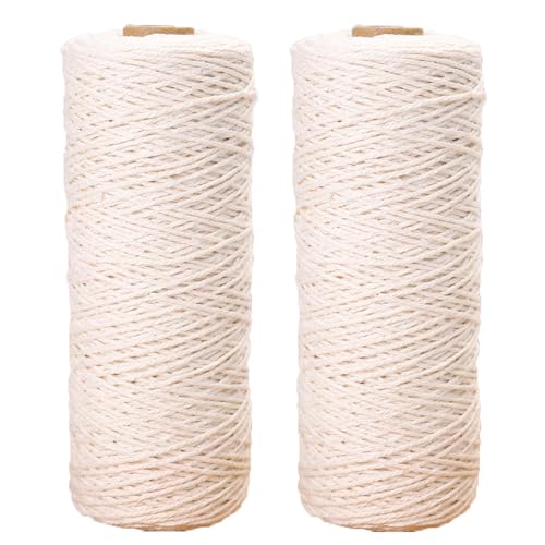 Baumwollfaden 2 Rolle Makramee Garn Dicke 1mm Baumwollschnur Kordel Garn Beige Bäcker Bindfäden Makramee-Seil Cord Kordel für Wandbehang Blumenampel Vorhang DIY Deco Hängekörbe(Beige1#) von SHTGOI