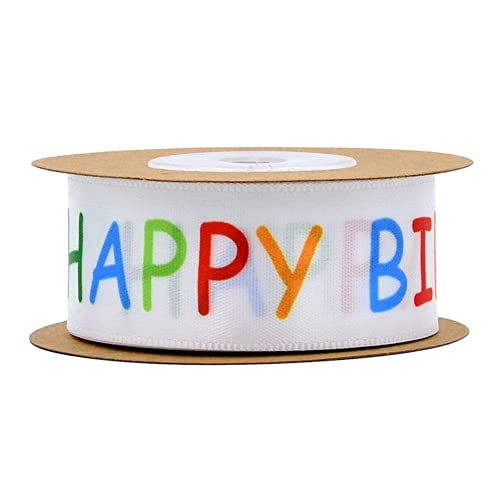 SHTGOI 1 Rolle 20 Yards Geburtstag Band 25 mm Breite Geschenkband Satinband mit Happy Birthday Stoffband Dekoband für Festival Party Kunsthandwerk Verpacken Florist Blumen Dekoration Supplies 1# von SHTGOI