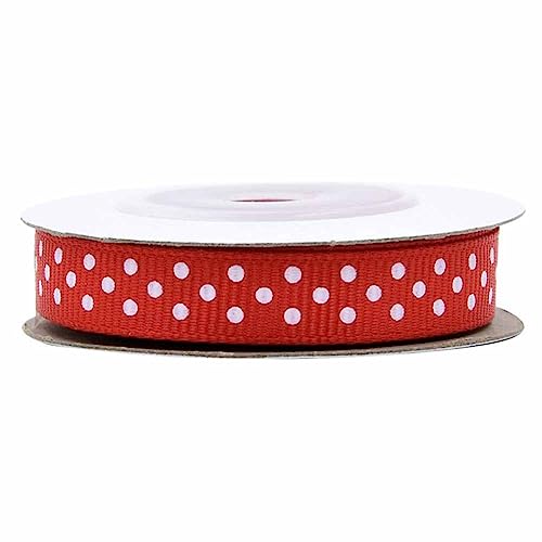 SHTGOI 1 Rolle 5 Yards Satinband mit Punkten Dots Geschenkbänder 1cm Breit Schleifenband Seiden Stoffband Ripsband Dekoband für Hochzeit Geburtstag Valentinstag, Blumen DIY-Party-Dekoration Rot von SHTGOI