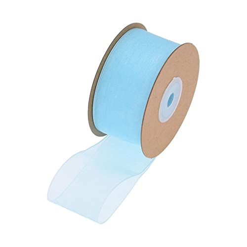 SHTGOI 1 Rolle Organzaband 1cm x 45m Organza Bänder Transparentes Schleifenband Chiffonband Geschenkband Chiffon Dekoband Satinband für DIY Geschenkverpackung Blumenstrauß Dekoration Hellblau von SHTGOI