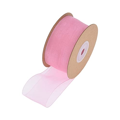 SHTGOI 1 Rolle Organzaband 2,5cm x 22m Organza Bänder Transparentes Schleifenband Chiffonband Geschenkband Chiffon Dekoband Satinband für DIY Geschenkverpackung Blumenstrauß Dekoration Dunkelpink von SHTGOI