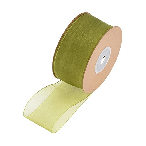 SHTGOI 1 Rolle Organzaband 2,5cm x 22m Organza Bänder Transparentes Schleifenband Chiffonband Geschenkband Chiffon Dekoband Satinband für DIY Geschenkverpackung Blumenstrauß Dekoration Grasgrün von SHTGOI