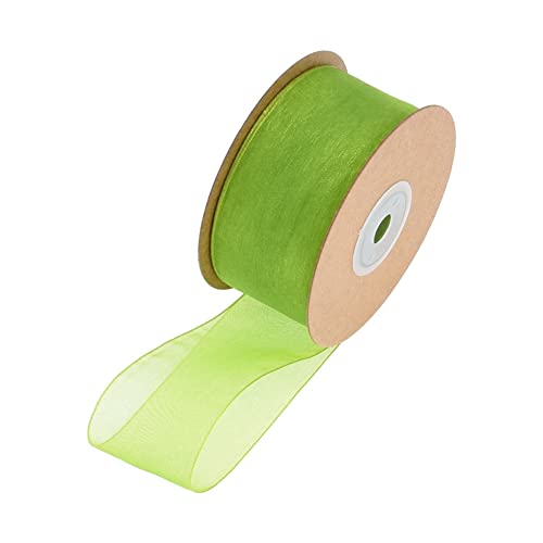 SHTGOI 1 Rolle Organzaband 3,8cm x 22m Organza Bänder Transparentes Schleifenband Chiffonband Geschenkband Chiffon Dekoband Satinband für DIY Geschenkverpackung Blumenstrauß Dekoration Grün von SHTGOI